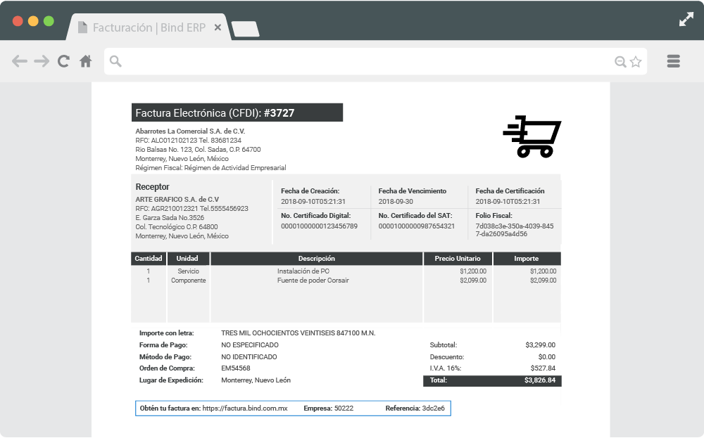 screenshot of Bind ERP